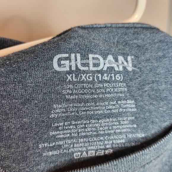 YOUTH XL Tiger Graphic T-shirt Gildan Pepper Gray Used - Picture 3 of 3